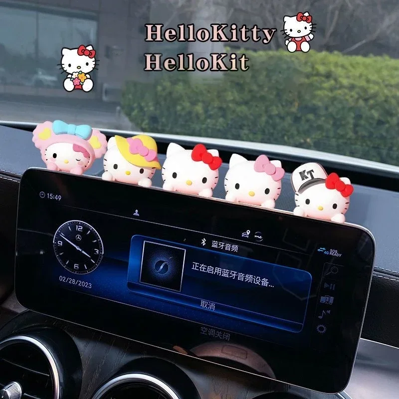 

5pcs Kawaii Hello Kitty Doll Car Decoration Pieces Sanrio DIY Cute Creative Car Rearview Mirror Decoration Girl Birthday Gift