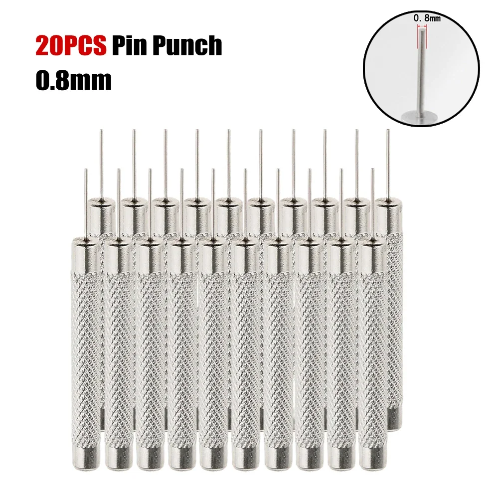 20 Pcs Pin Punch Aluminum Alloy Hand Tools Hot Sales Pin Punch Remove And Adjust Watch Silver Workshop Equipment