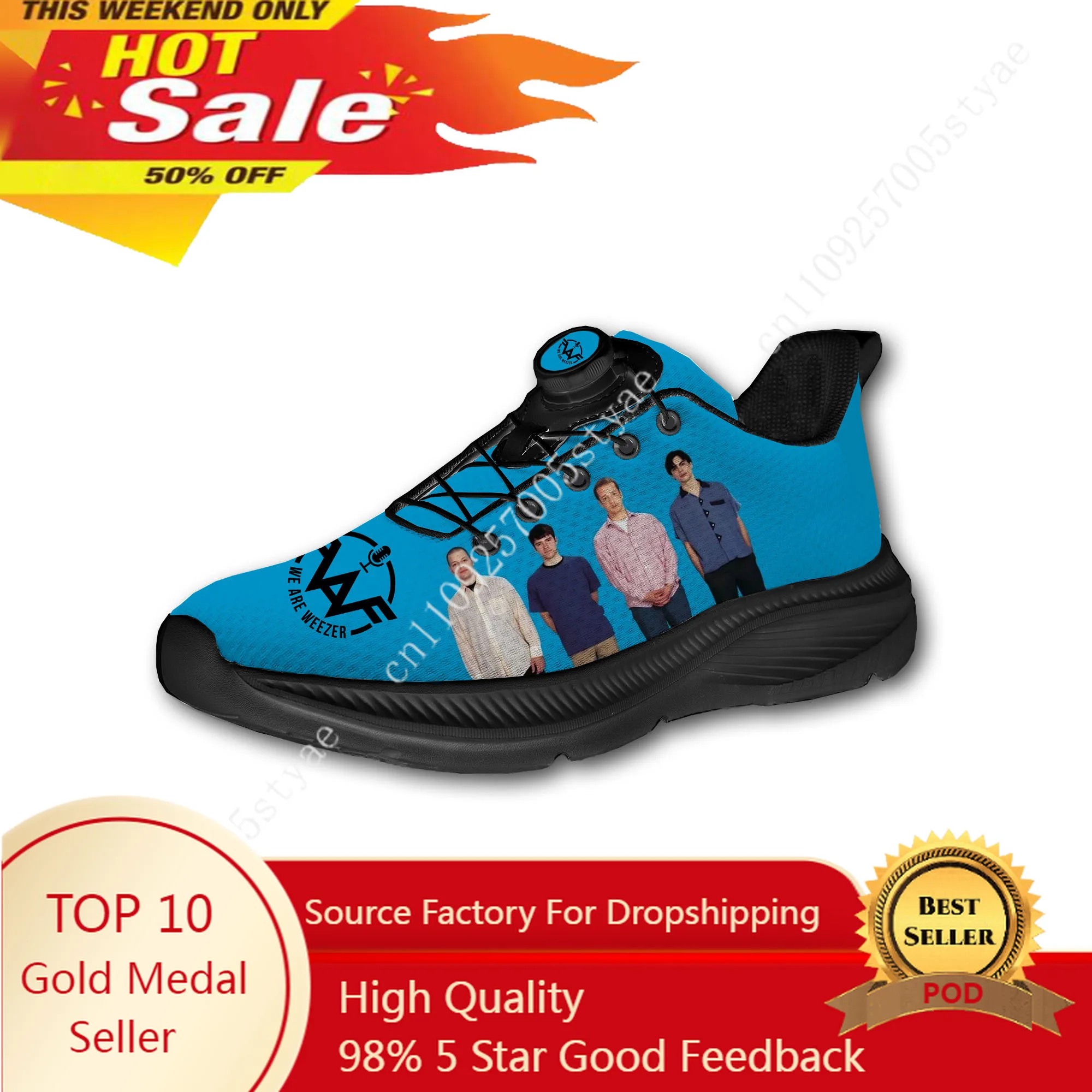 

Weezer Rock Band Mens Womens Running Off-road Shoes Laceless Rotating Button Sports Shoe Hiking Leisure Custom Sneaker
