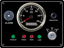 Multi-function Gauge Panel 24V Engine Panel Instrument Assembly with 3K 4K Tachometer and Ignition Key 210*160 mm For Boat Car