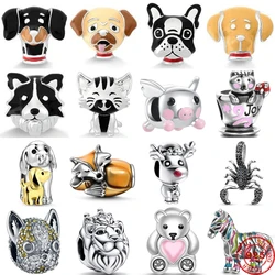 2024 New 925 Sterling Silver Dog Lion Cat Pendant Charm Bead Diy Fit Original Pendant Charm Bracelet Necklace Women Jewelry Gift