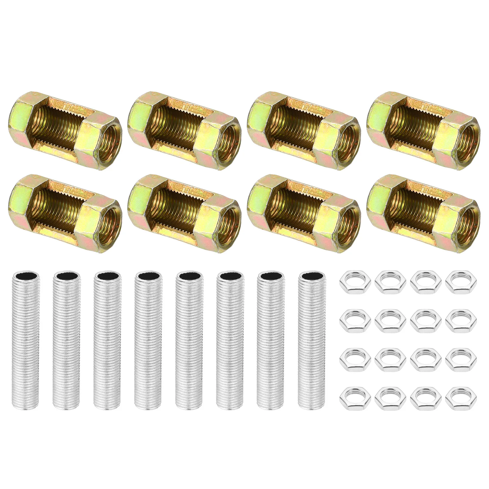 

20/32/40Pc M10 Fine Thread Lamp Pipe Repair Parts Kit Metal Hex Open Coupling Nut Threaded Pipe Hex Nut for Lights Extension Rod