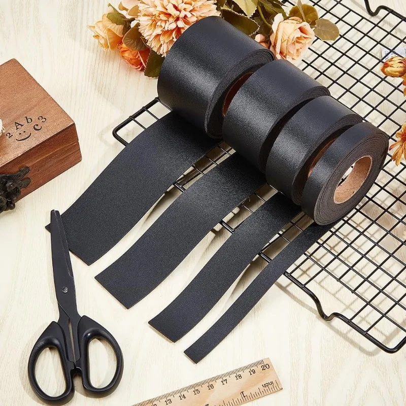 2 x 79 Black Leather Strap Double-Sided Lychee Pattern Flat Leather Strips 1.7mm Thick Soft Faux Leather Cord Strings