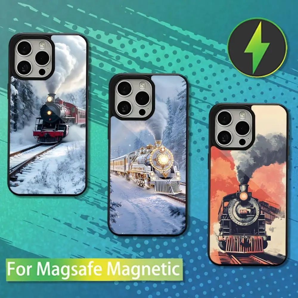 

Cool Steam Art Train Phone Case For iPhone 16,17,15,14,13,12,11,Pro,Max,Plus,Mini,Magsafe,Magnetic Wireless Charging Case
