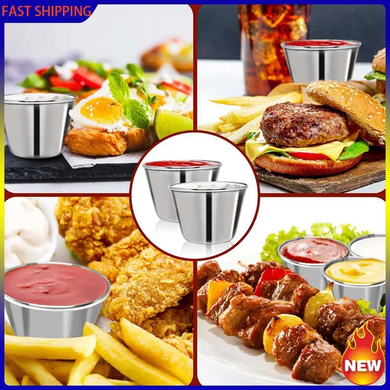 

Hot Trend-100 Pcs Metal Sauce Cups 2.5Oz Ramekins, Stainless Steel Dipping Sauce Cups Metal Condiment Container Reusable