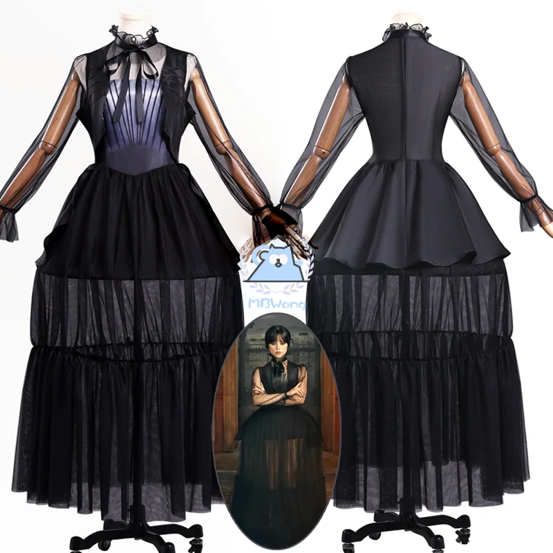 

TV Wednesday 2 Wednesday Cosplay Costume Wednesday New Dancing Party Dress Outfit Hallowmas Party Dress Adult Women Men Props