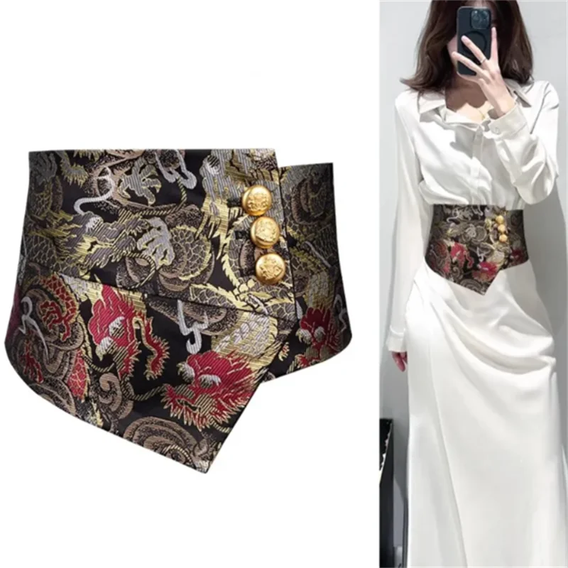 Women's Waist Seal Retro Accessory Chinese-style Waist Belt Cinched Waist Ladies Ornaments Trendy Printed Women's Waistband