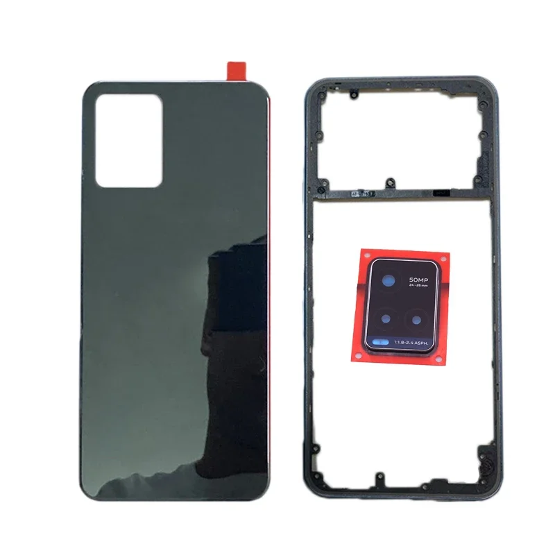 New Back Cover For Vivo Y21s Y21t Y33s Y33t Battery Cover+Middle Frame Rear Door Housing Case with Camera lens+Side Buttons