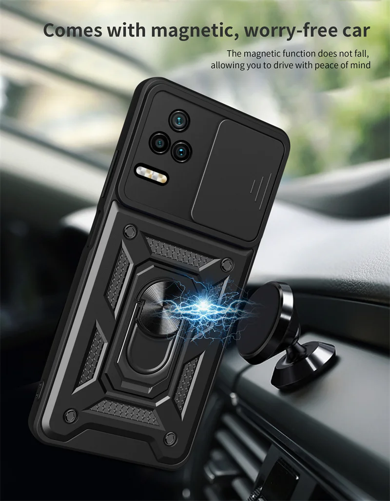 For Poco F4 5G Case Shockproof Armor Camera Lens Protection Funda For Poxo Poko Pocco Little F4 F 4 PocoF4 Car Holder Ring Cover