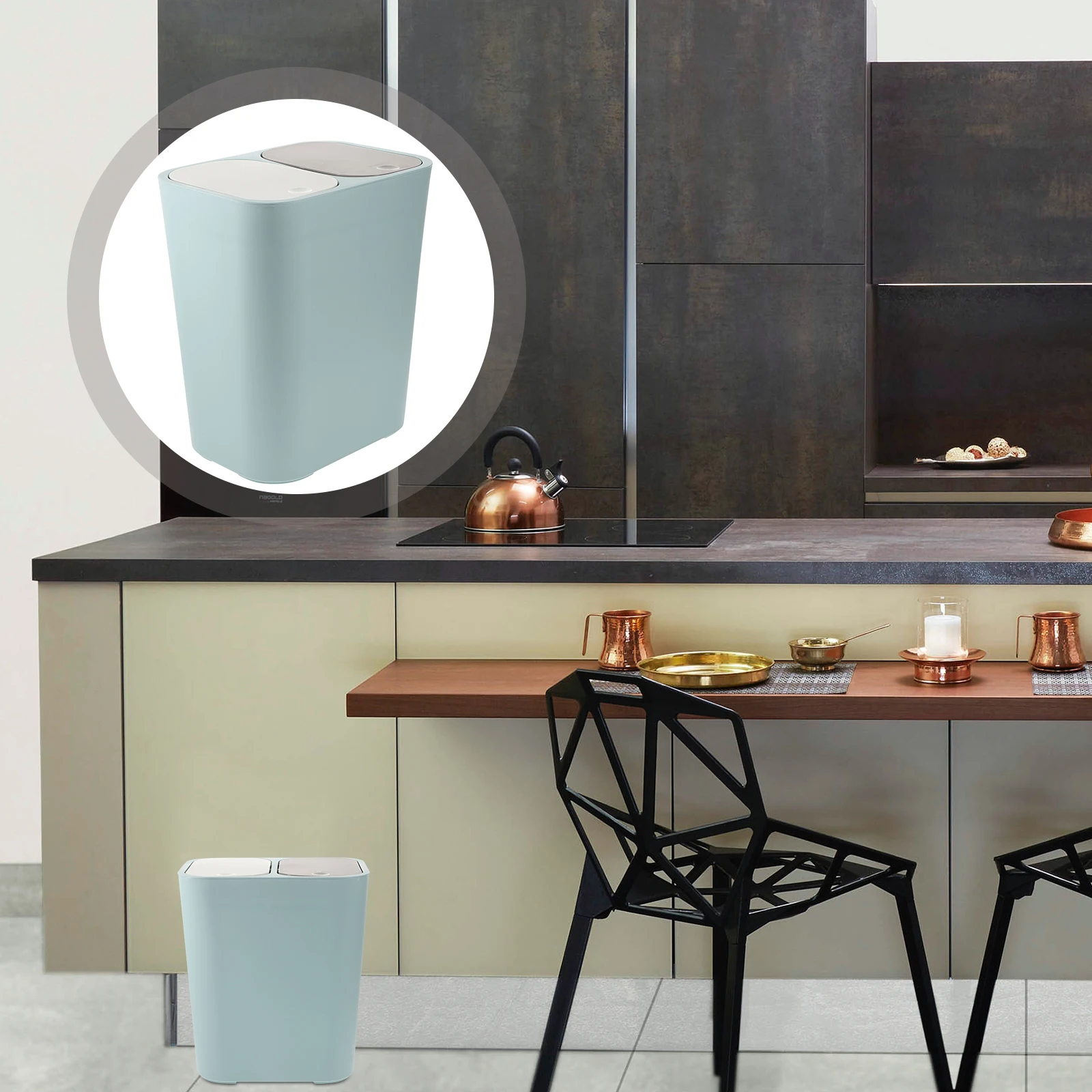 

Dry Wet Separation Trash Can Kitchen Bathroom Garbage Bucket Plastic Bins Portable Recycling Waste Container Household Trash Bin