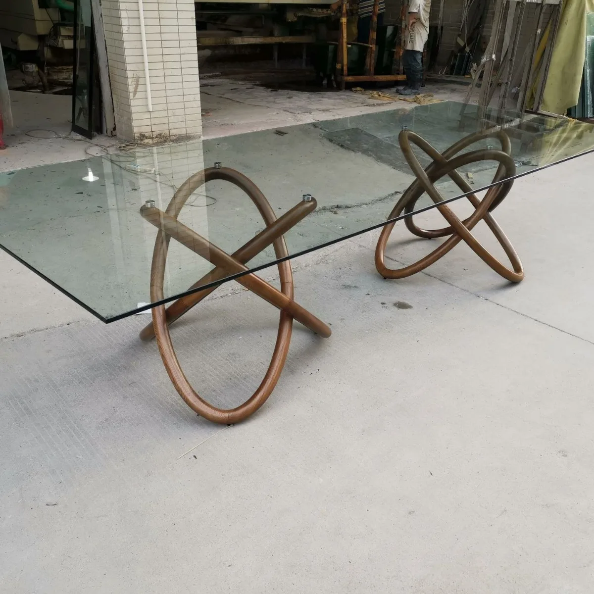 Nordic round solid wood designer dining table glass long table theme restaurant cafe personalized leisure