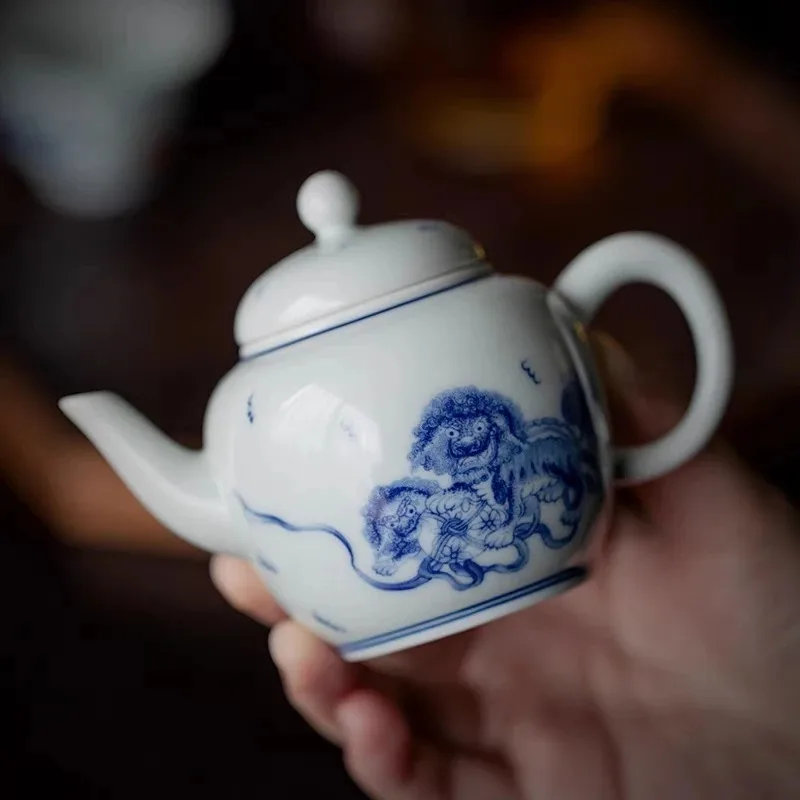 Винтажный керамический чайник с ситечком, аксессуары из Цзиндэчжэня, самовар для китайского чая Те Гуаньинь, чайной церемонии улун