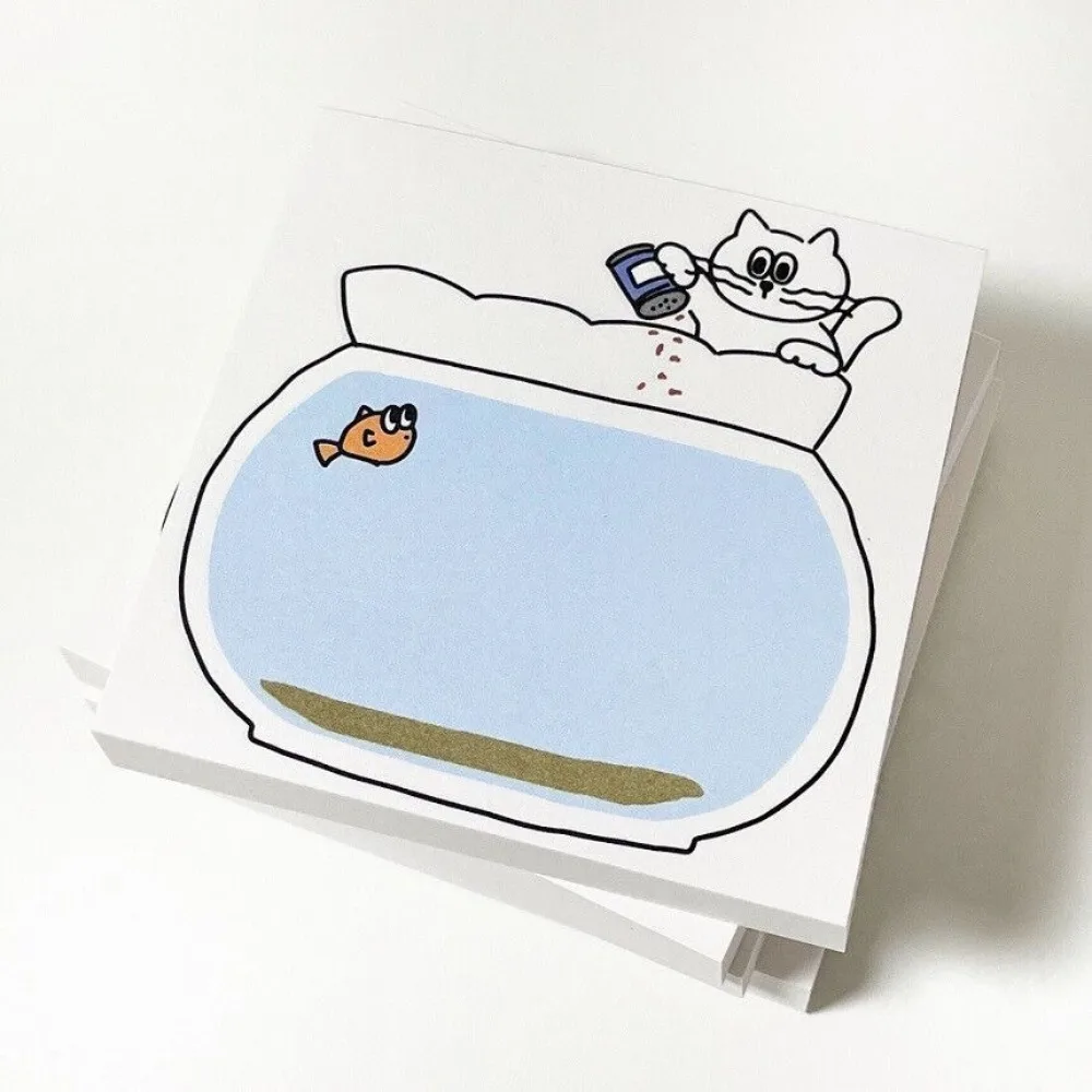 Simple Cute Sticky Note Book Cartoon Ins Message Paper Portable Korean Style Fishbowl Memo Pad Scrapbooking