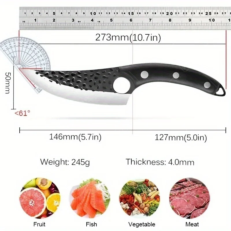 1pc,Kitchen Knife,Hand-forged Kitchen Boning Knife with Cover 5inch Utility Knives Meat Cleaver Stainless Steel Butcher Knife