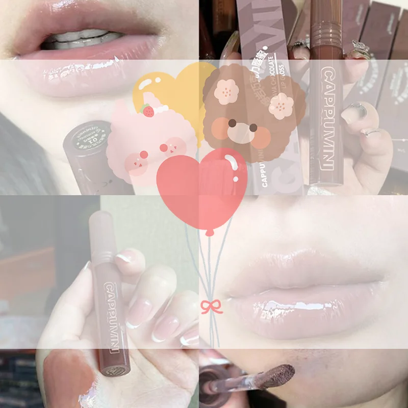 Cappuvini Punk Donkerbruin Spiegel Water Lipgloss Rode Lip Glazuur Transparant Glas Lipolie Waterdichte Vloeibare Lipstick Tint Make-up