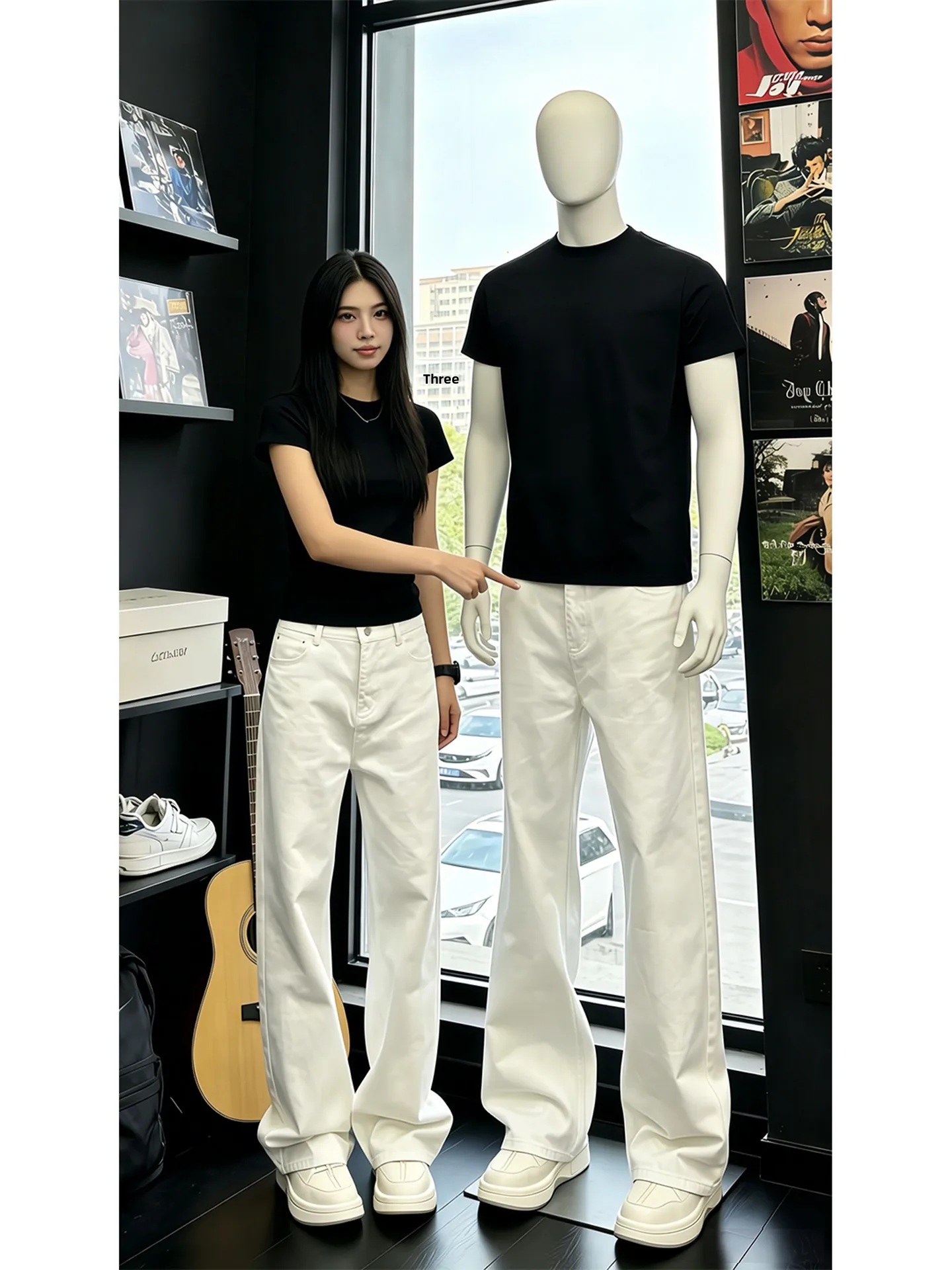 

American Style Cleanfit Slimming White Jeans Men's Summer Vibe High Waist Lift Straight Leg Bell Bottoms Casual Wear