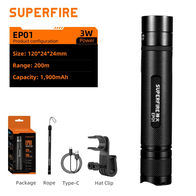 

SUPERFIRE EP01 Industrial Explosion Proof Flashlight, Fire Safety Rechargeable Waterproof LED Torch for Emergency Mining Oil Rig