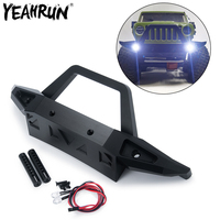 YEAHRUN Metal Front Rear Bumper Mount with LED Lights Kit For 1/6 Axial SCX6 AXI05000 JLU Wrangler RC Crawler Car Upgrade Parts