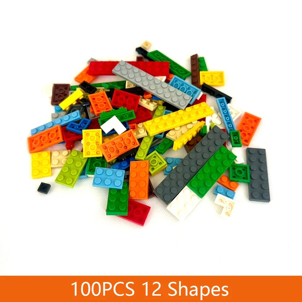Blocs de construction à points fins, 100 pièces, 12 formes, briques colorées, éducatives et créatives, taille pour enfants, jouets MOC