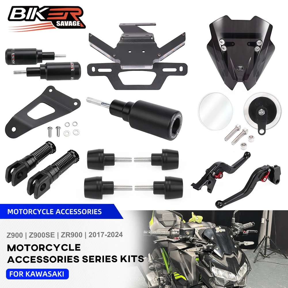 

Frame Crash Slider For Kawasaki Z900 Z900SE Z900RS 2024 Taillight Rearview Mirror License Plate Bracket Motorcycle Accessories