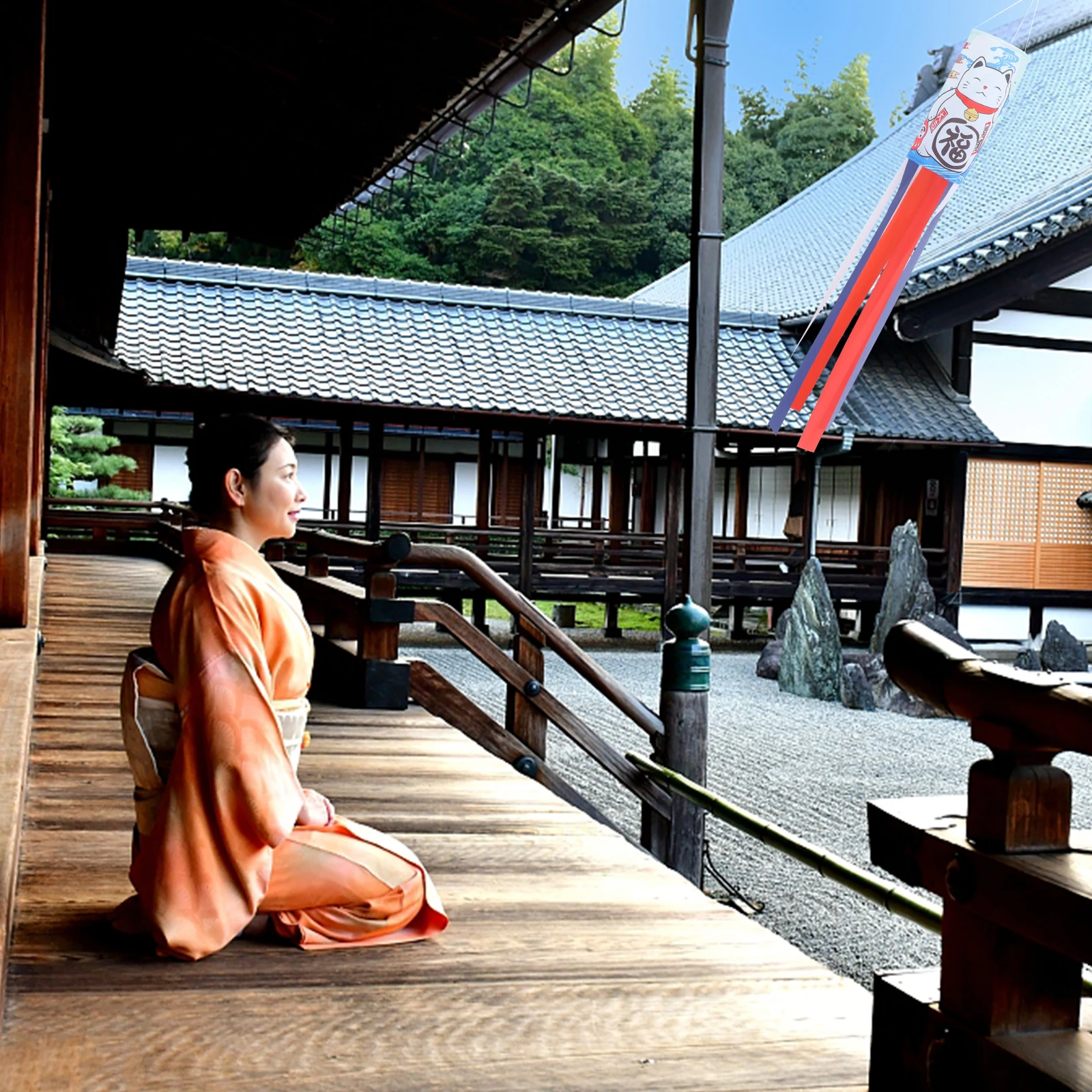 

Weather Resistant Japanese Style Windsock Festival Decor for Garden Shop Patio No Assembly Required Wind Socks