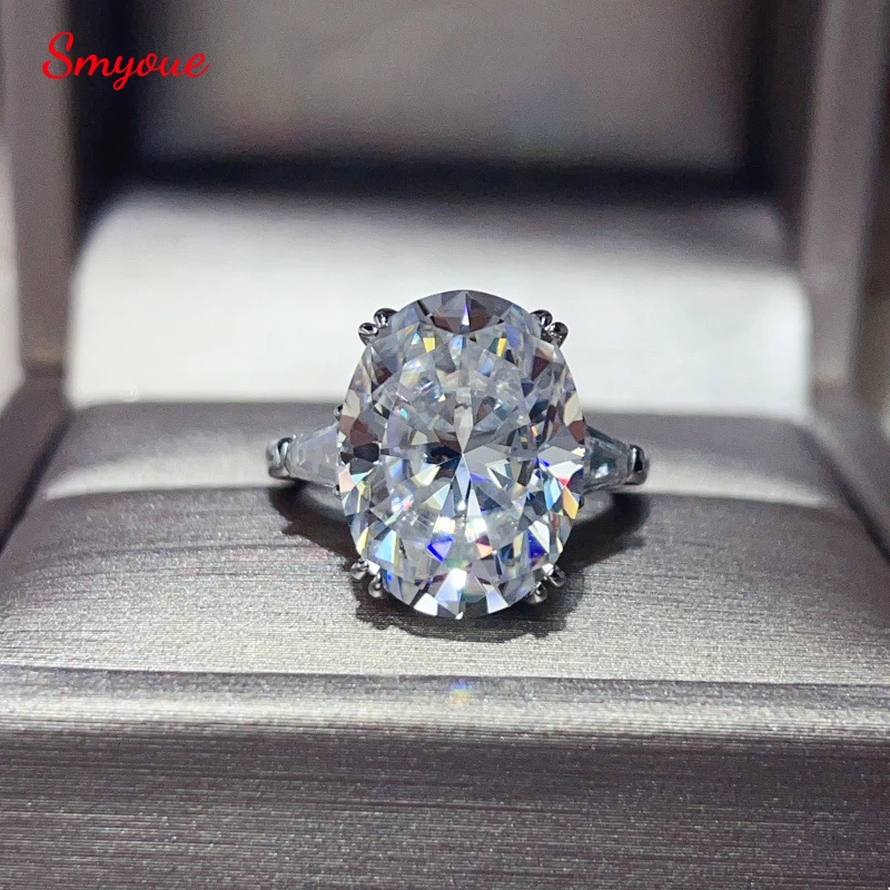 

Smyoue 10CT Oval Cut 11*16mm All Moissanite Wedding Ring for Women Bride Luxury Jewelry Lab Diamond Band S925 Sterling Silver