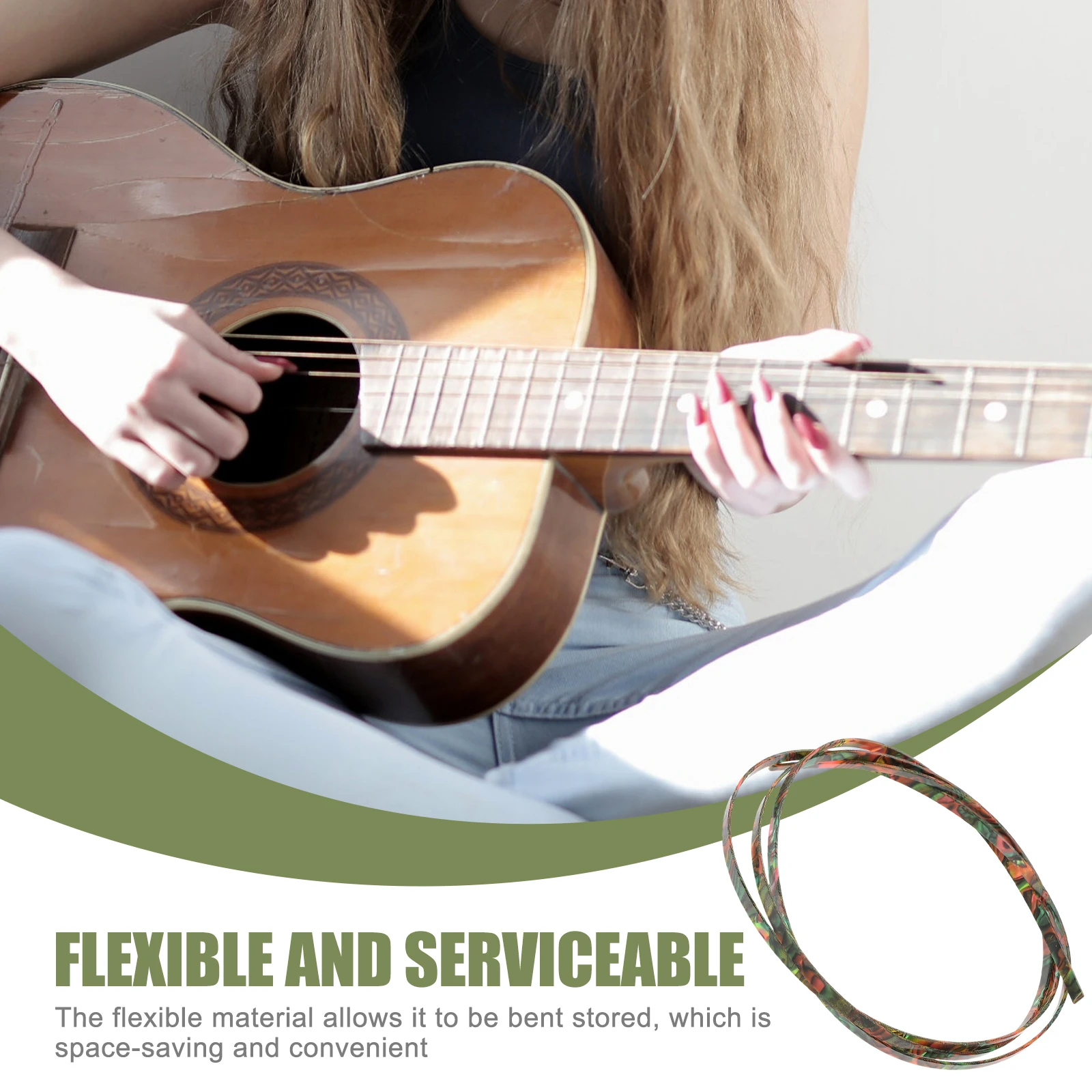 

Guitar Binding Strip Plastic Side Strips Waterproof Purfling Accessories Green Decor