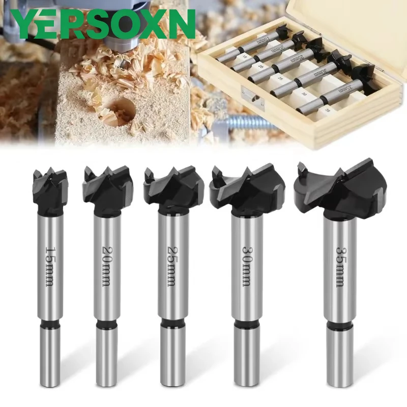 5PCS Forstner Tips Hinge Boring Drill Bit Set for Carpentry Dia 15 20 25 30 35mm Wood Window Hole Cutter Auger Wooden Drilling