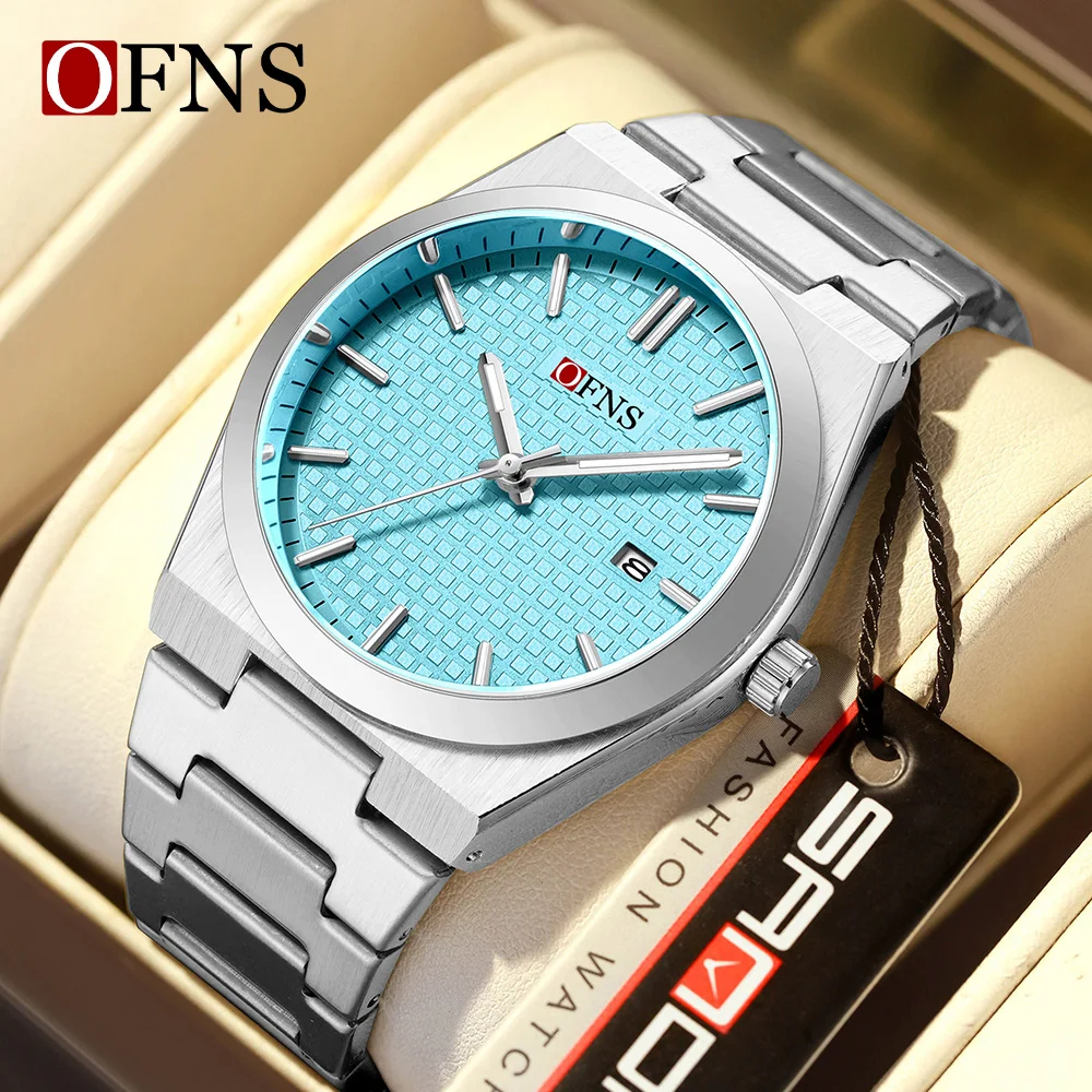 

OFNS Новые 1537, мужские кварцевые часы с персонализированной стереоскопической шкалой, водонепроницаемые деловые часы с одним календарем и ночником