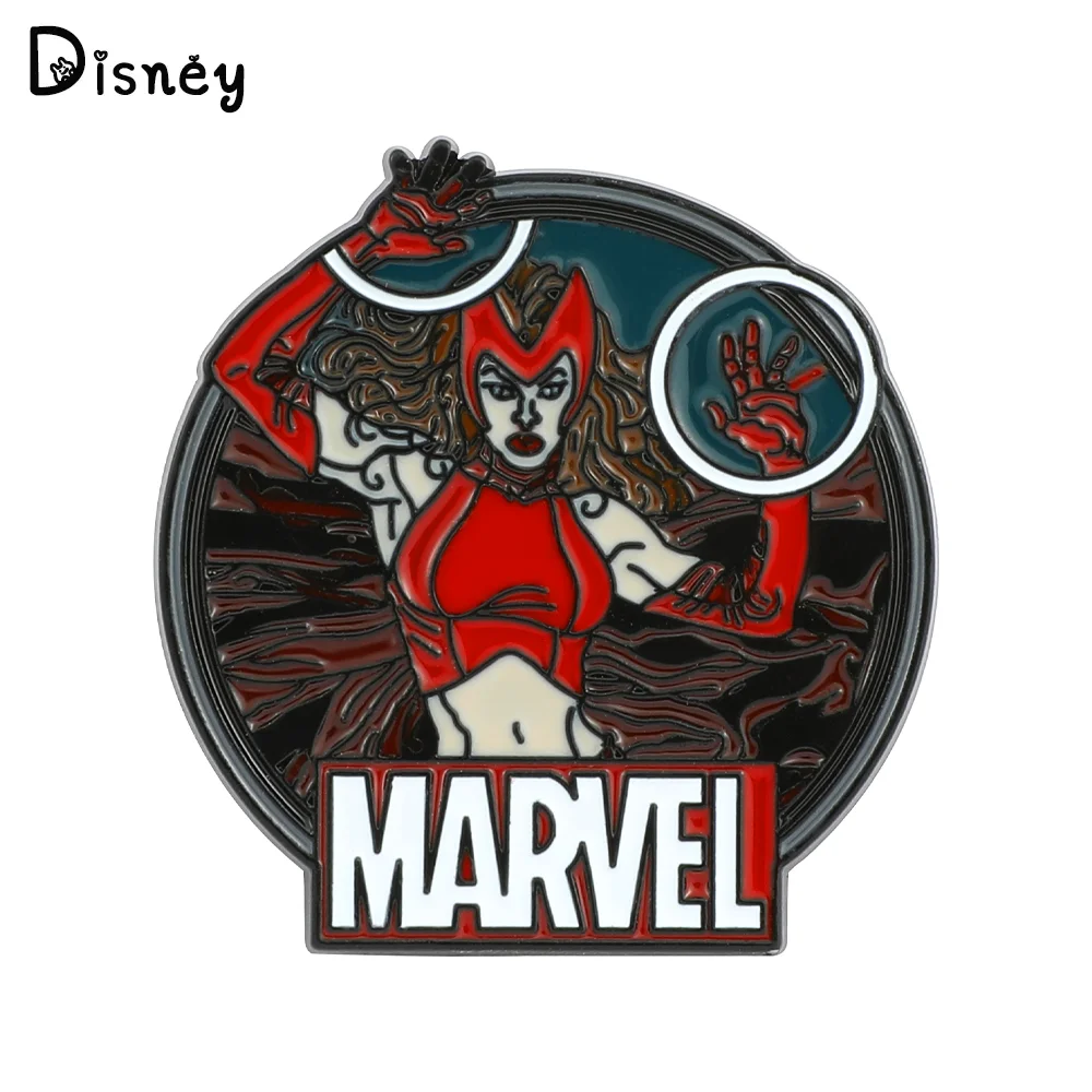 Broche de superhéroe de los Vengadores, insignia de la Bruja Escarlata Wanda Maximoff, broche esmaltado, accesorios de decoración para ropa y mochilas