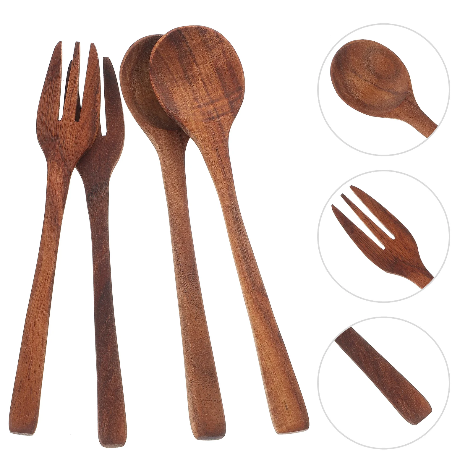 

Wooden Fork Spoon Set Salad Utensils Delicate Appetizer Eating Premium Wood Portable Home Restaurant Camping Fruit