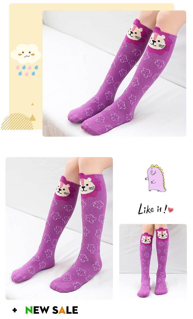 Kinder-Wärmesocken, Kurze Niedliche Cartoon-Socken, Kniehohe Kindersocken, Baumwoll-Babysocken mit Tiermotiven, Überkniestrümpfe für Mädchen – Detail 9