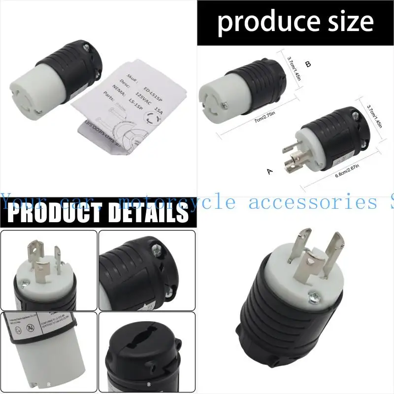 

31BC Heavy Duty Replacement Power Plug Connector 15A 125V 2 Poles Connector