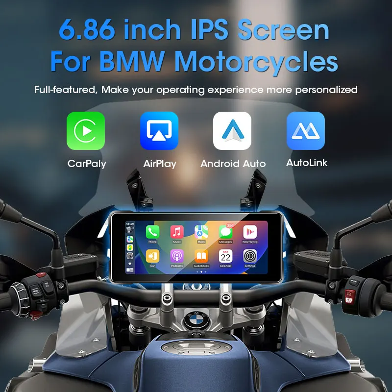 Jansite 6.86 "دراجة نارية DVR لسيارات BMW R1200GS R1250GS S1000XR داش كام IPS شاشة مسجل Carplay أندرويد السيارات عدسة مزدوجة الكاميرا #3