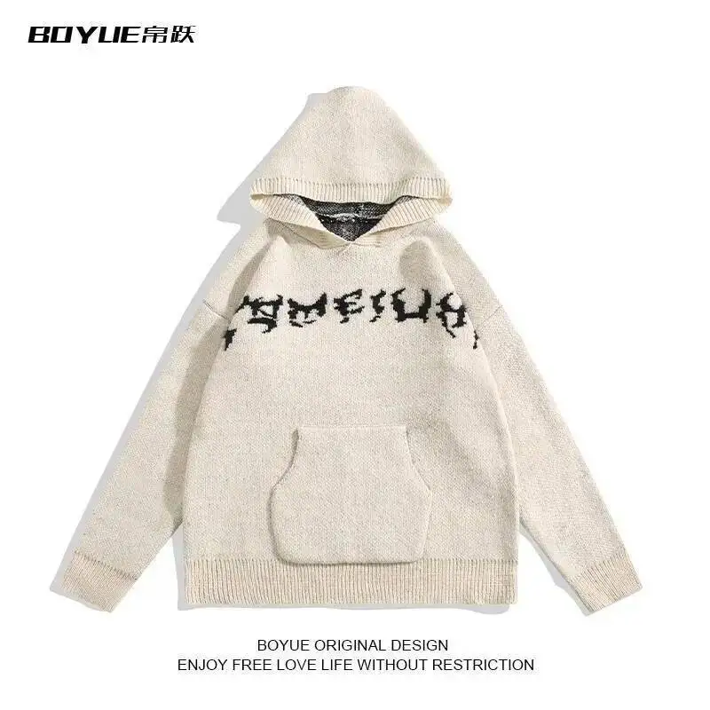 Man Women Sweater Unique Dark Style SweaterTeenagers' Hip Hop Loose Hooded Knitwear Street Fashion