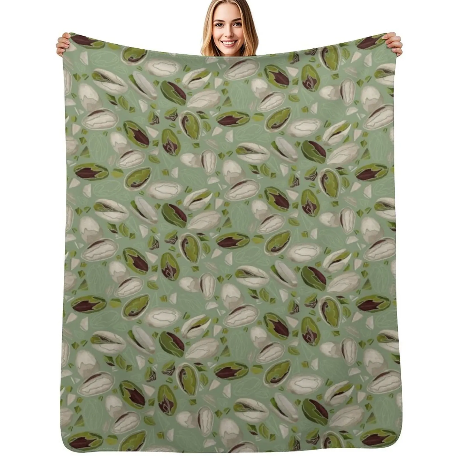 Pistachio pattern Throw Blanket Year Round Soft Comfortable Blanket for Home