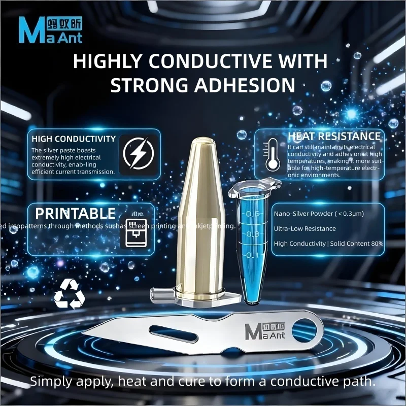 Flywire Conductive Nano Silver Paste 80% Solid Content Ultra Low Resistance High Adhesion for Screen Water Damage Circuit Repair