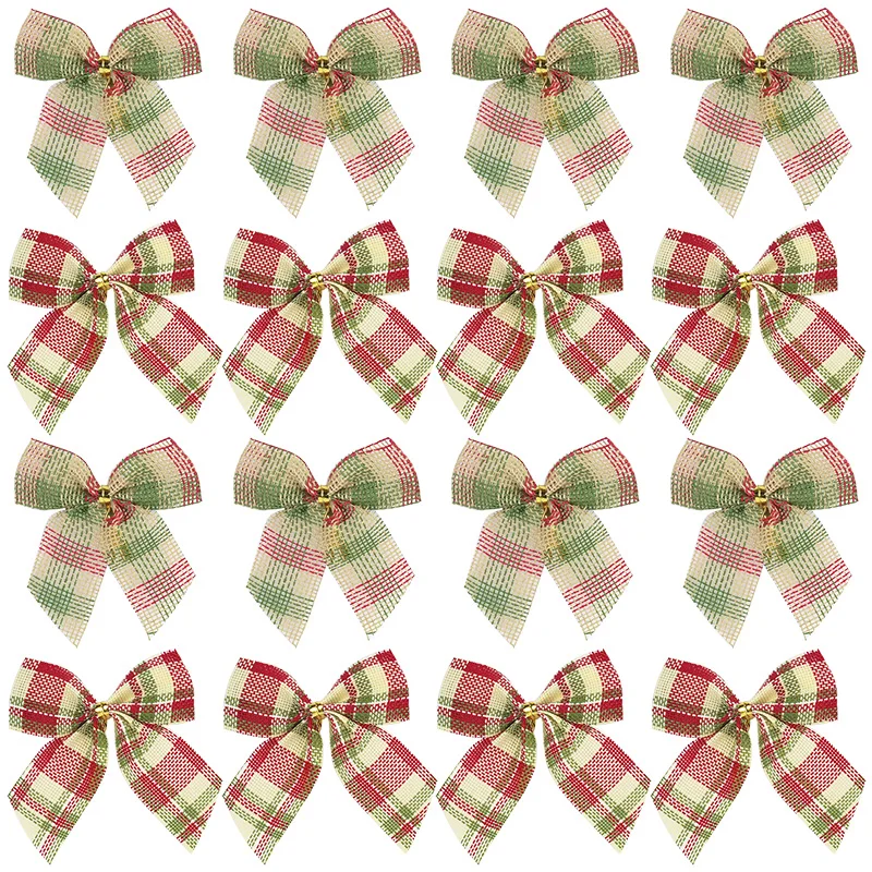 

10pcs Christmas Bows Xmas Tree Hanging Ornament Bowknot Christmas Home Decor Bow Xmas Wreath New Year 2025 Navidad Gifts