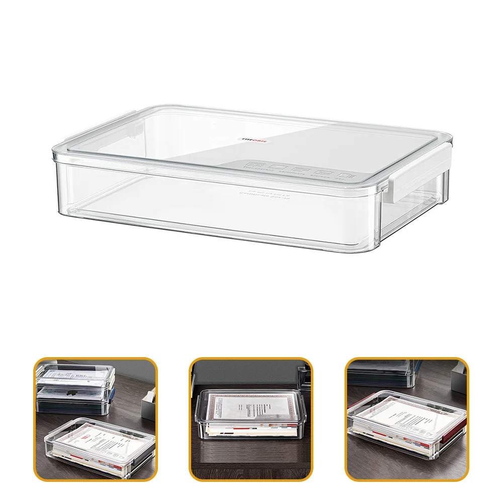 Transparent File Storage Box Stackable Document Organizer Clear Design Premium Pet ABS Material Secure Snap Tight Buckle