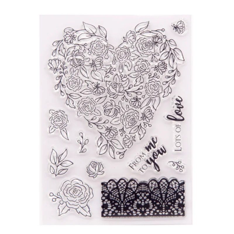 Love Heart Rose Stamps Rubber Transparent Silicone Seal DIY Finished Chapter Scrapbook Journal Album Decoration Crafts Stencils