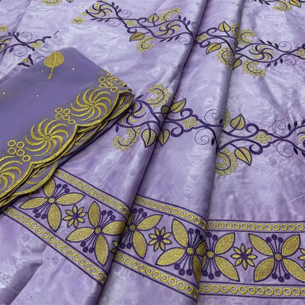 2026 Bazin Riche Fabrics African DIY Fabric High Quality Embroidery African Guinea Brocade Nigerian Gele Headtie 5+2 yards/lot