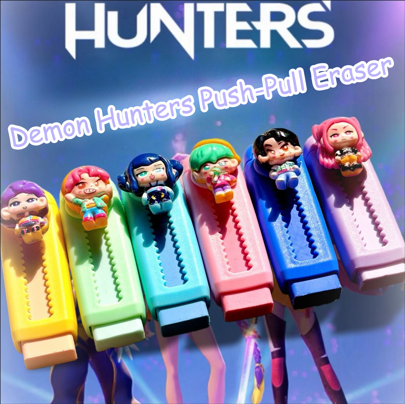 

Demon Hunters Push-Pull Eraser | Cute Cartoon & Girly Design | Student Stationery & Small Gift