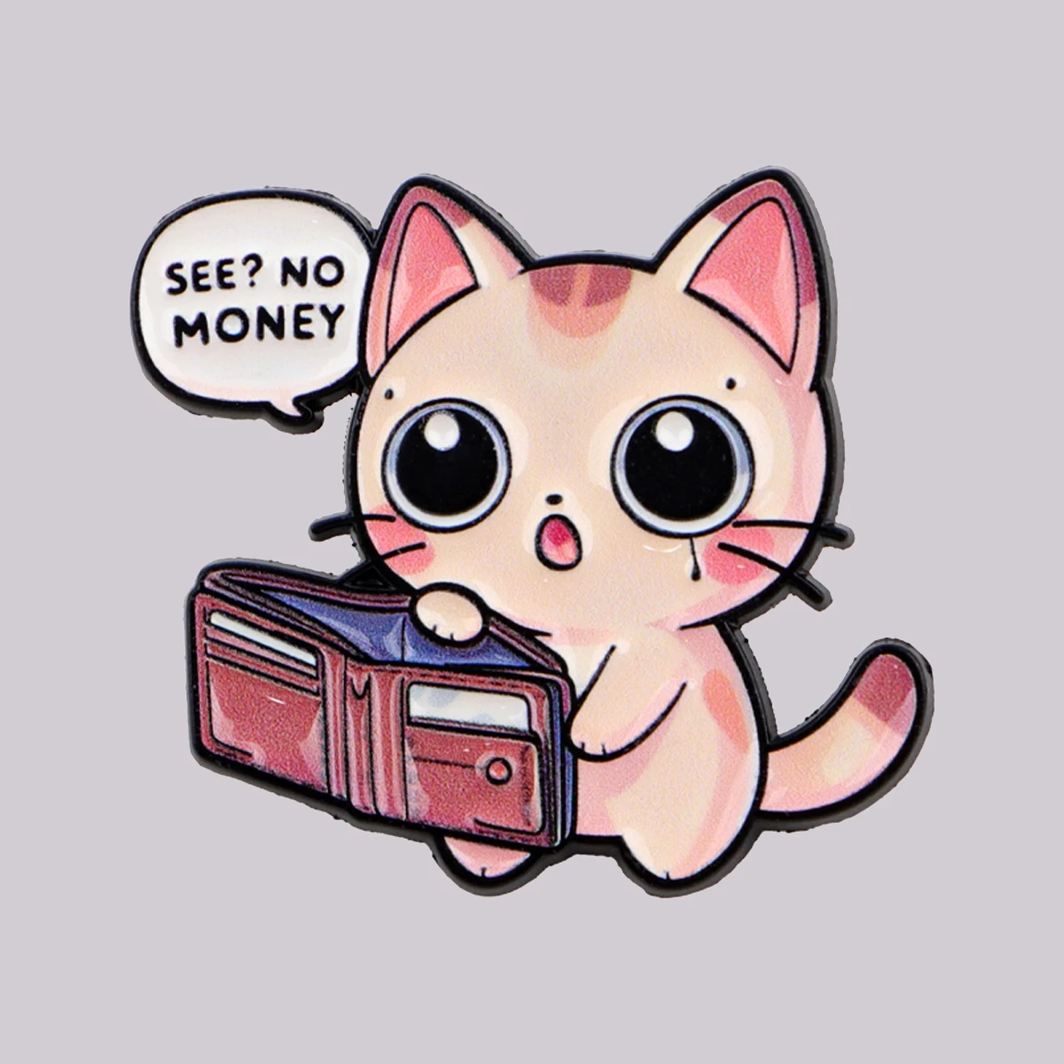Épingles à revers en émail chat "SEE NO MONEY", pour sacs à dos, broches de dessin animé pour femmes, accessoires de bijoux à la mode, cadeau pour amis