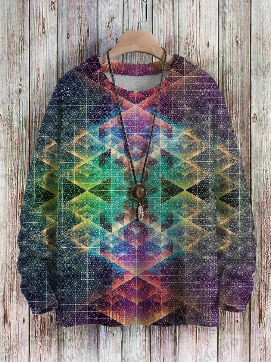 2027 Men's Sweater Irregular Pattern White And Black Gradient Print Casual Knit Sweatshirt Sweater Streetwear