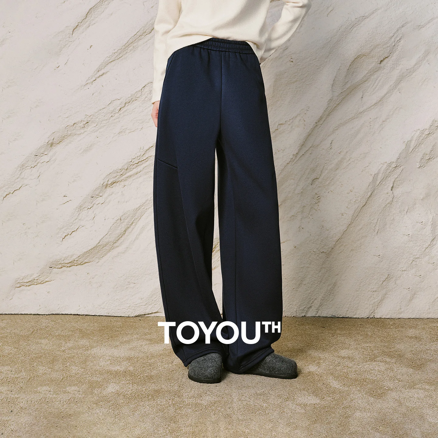 TOYOUTH Women Sweatpants 2026 Winter New Aussie Fleece Warm Side Seam Forward Fleece Lined Casual Pants