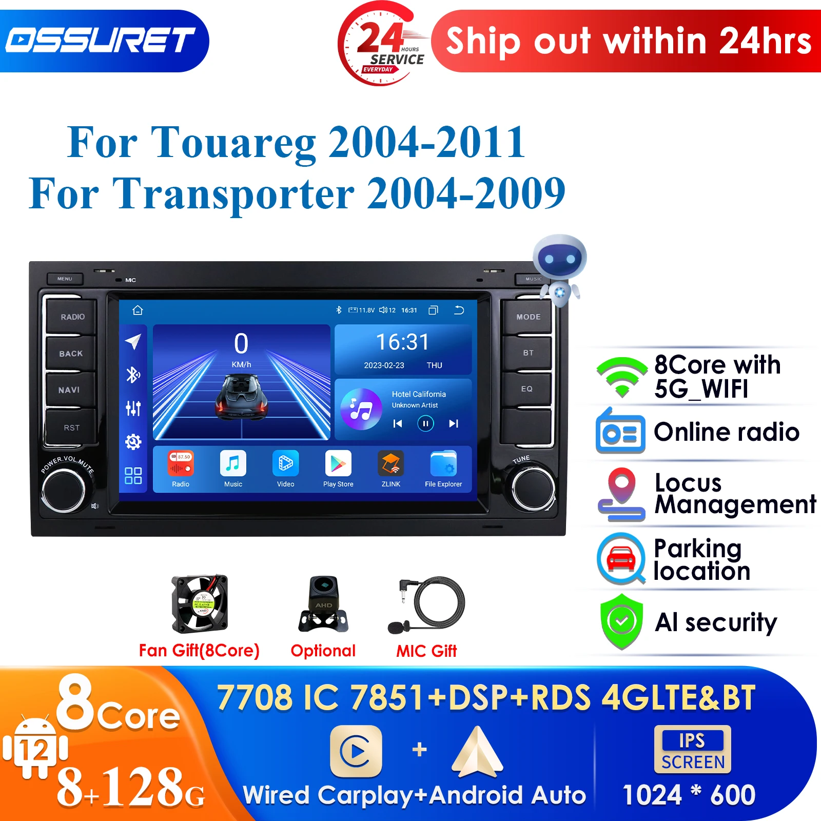 

Carplay 4G 7" AI System Car Radio Android for Volkswagen VW Passat Touareg Multivan T5 Transporte Multimedia Player Navigation