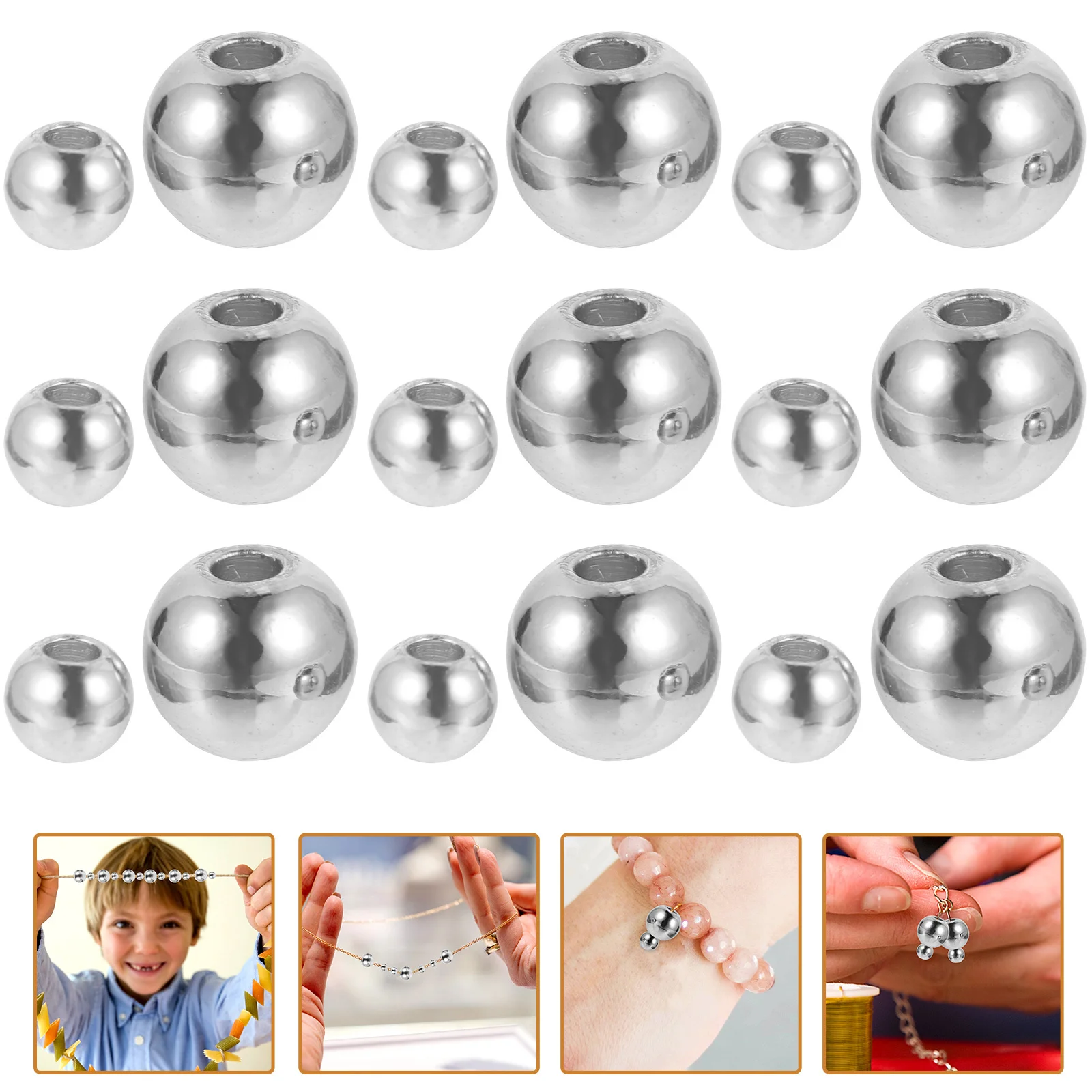 

200Pcs Copper Round Spacer Beads Smooth Seamless Loose Beads for DIY Jewelry Crafting Bracelet Necklace Accessories