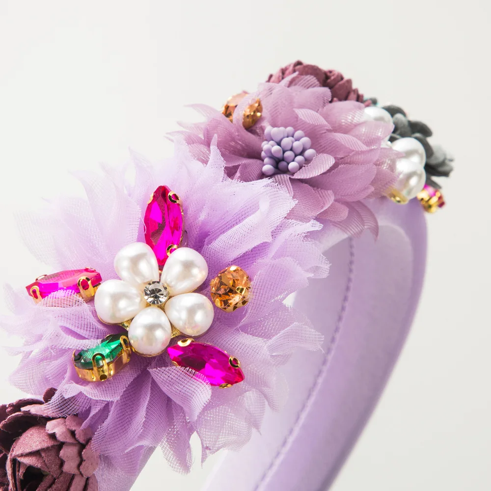 Nieuwe Koreaanse Stijl Bloemen Temperament Hoofdband Dames Spons Ingelegd Glas Boor Parel Bloem Feest Haaraccessoires