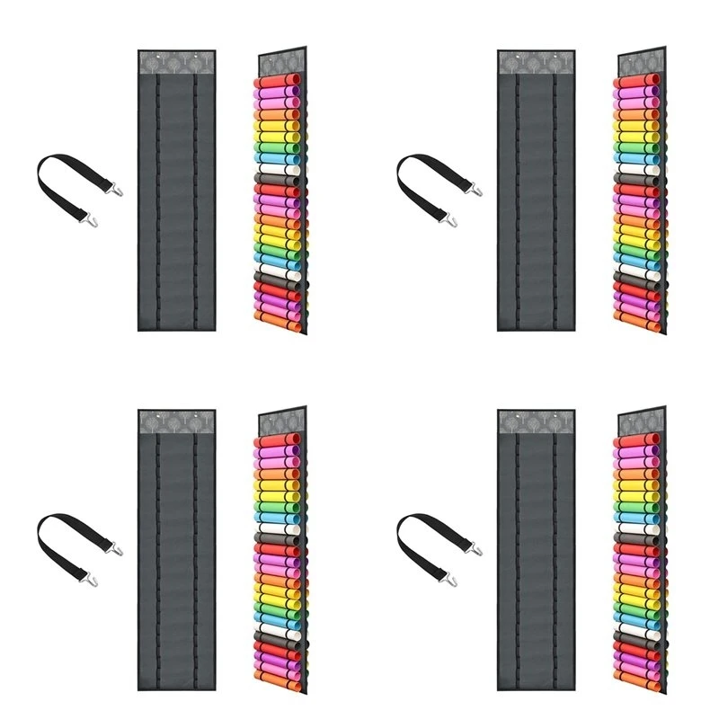 4X Vinyl Roll Holder With 48 Compartments, Vinyl Roll Storage Organizer Wall Craft Room Organizers And Storage Gray Tree-AT36