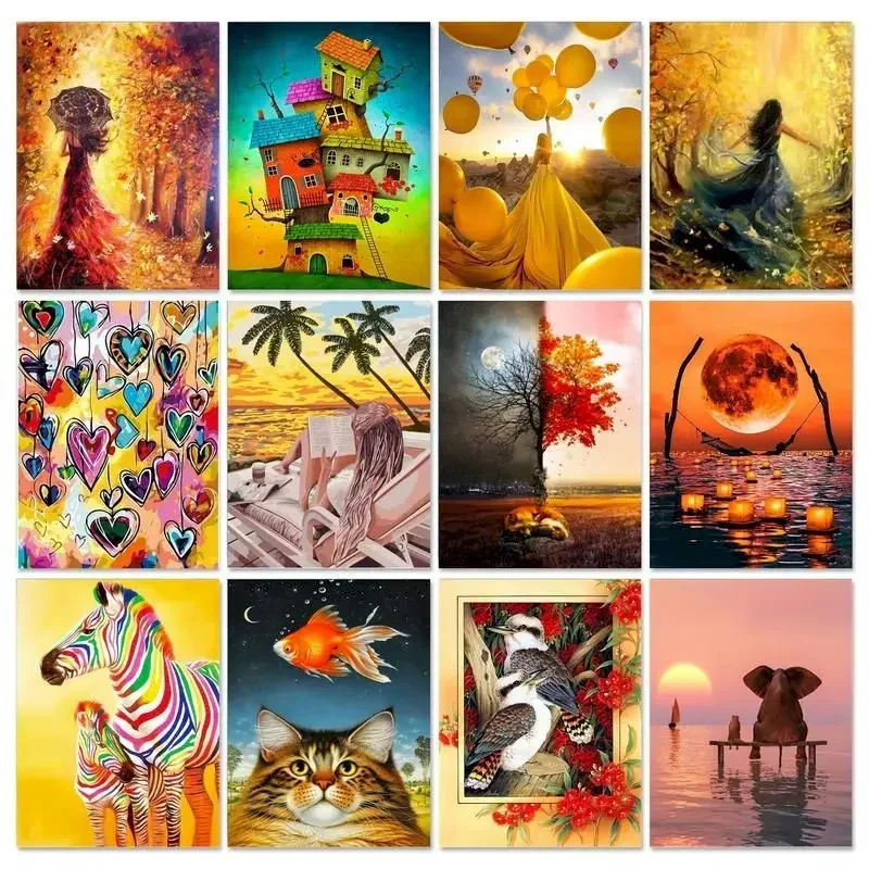 

631423 Frameless Paint By Numbers Scenery DIY 60x75cm Coloring By Numbers On Canvas Oil Painting For Adults Home Decor